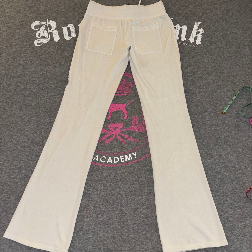 Rare VS PINK White Velour Velvet Holographic Sequin Bling Matching Outfit Set XS - Picture 9 of 13
